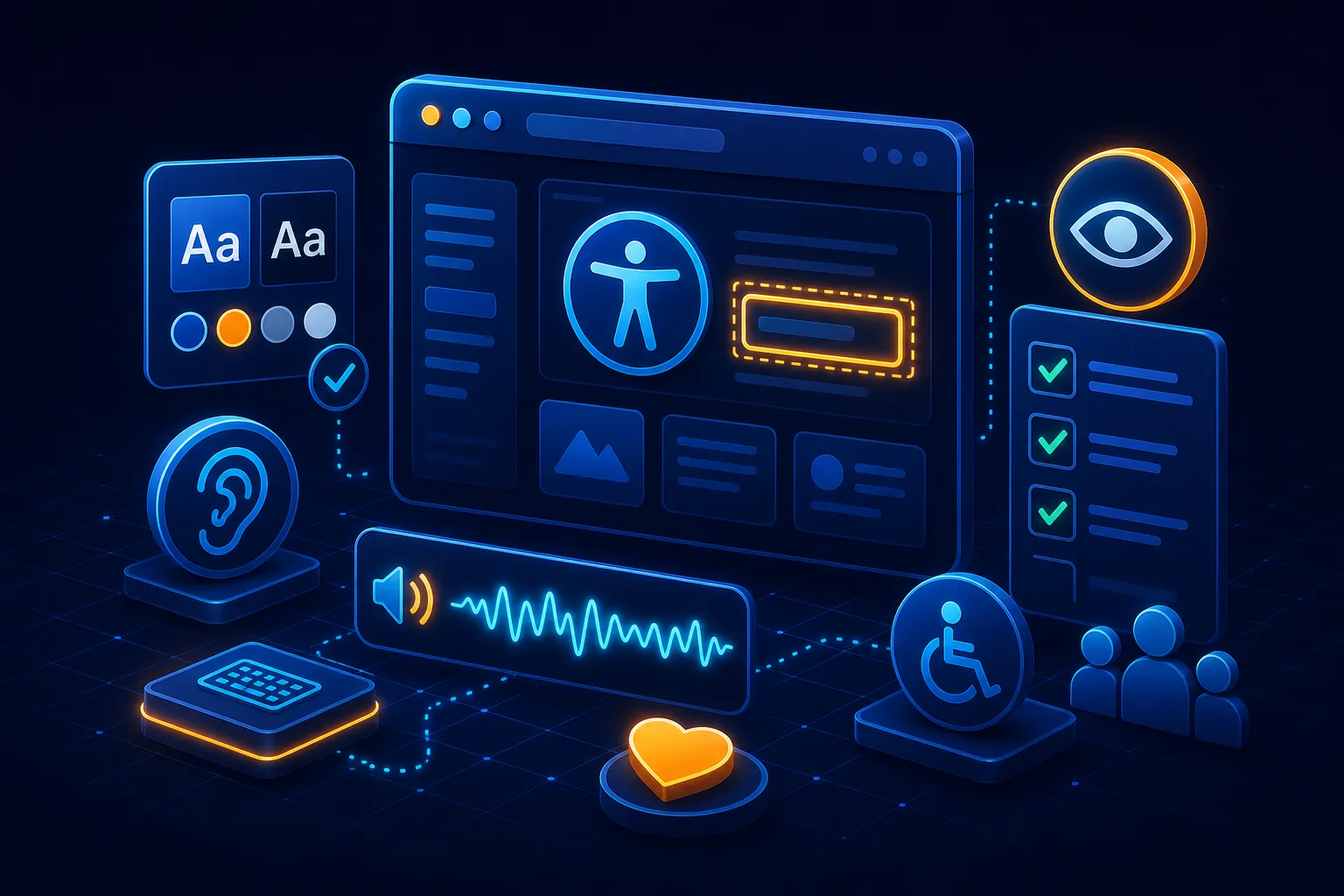 WCAG accessibility audit checklist with contrast and keyboard navigation tools