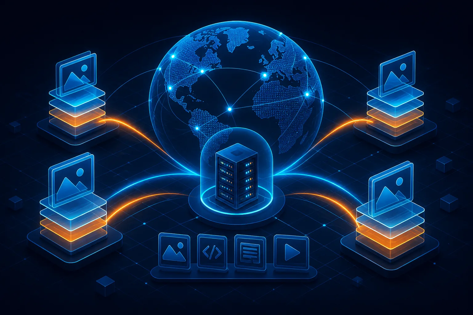 Global CDN edge caching delivering WordPress assets worldwide