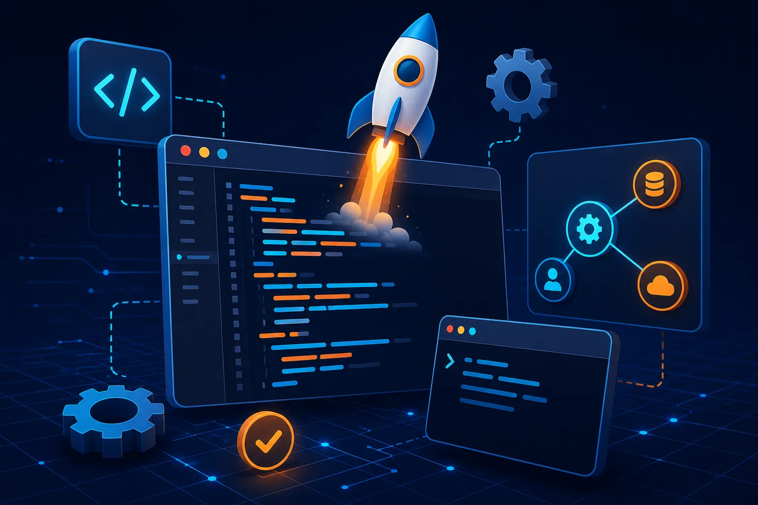 Developer building custom WordPress blocks and API integrations with performance dashboards
