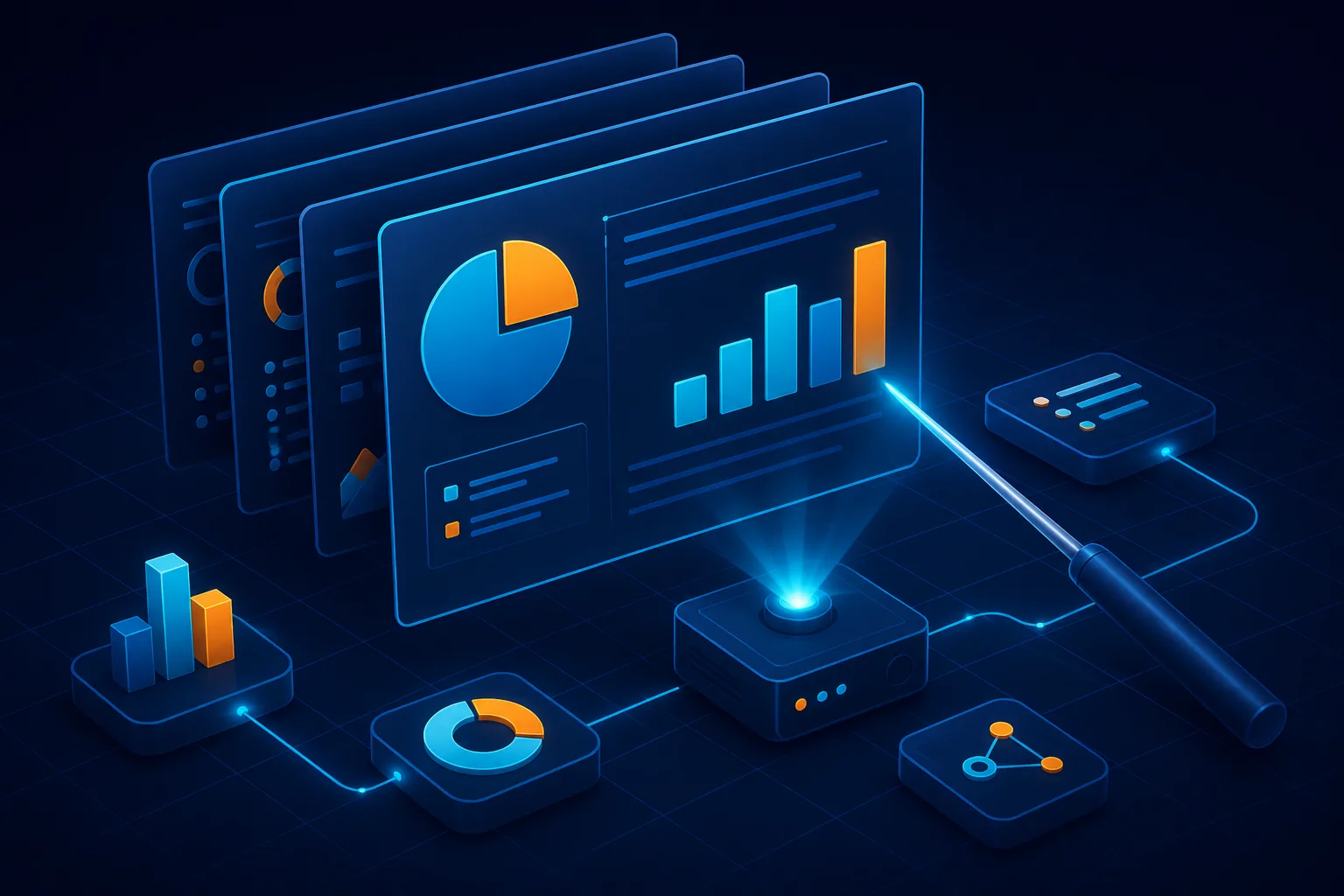 Infographic and presentation slide design with charts and data visuals