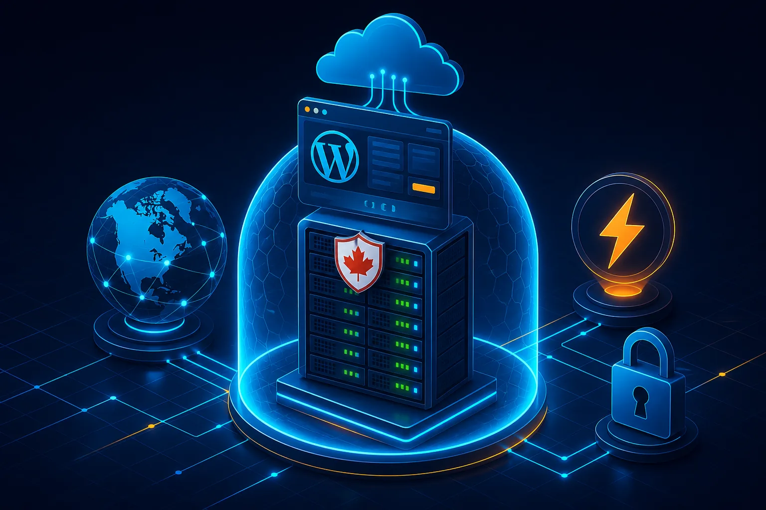 Managed WordPress hosting on Canadian servers with security and cloud layers