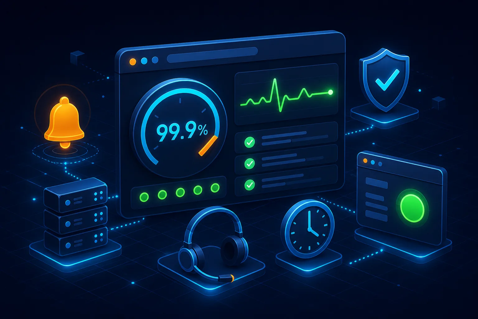 Uptime monitoring dashboard with incident response alerts for WordPress sites