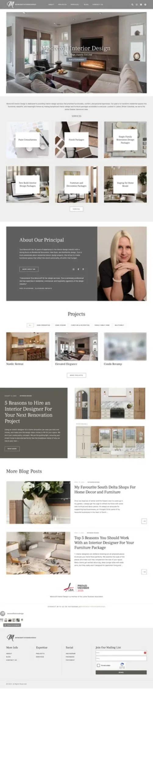 Screenshot of the Moorcroft Interior Design website