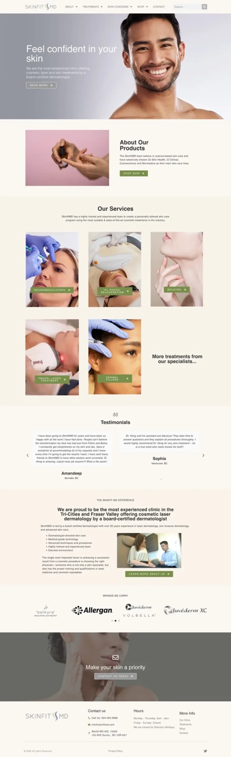 Screenshot of the SkinFit MD medical aesthetics clinic website