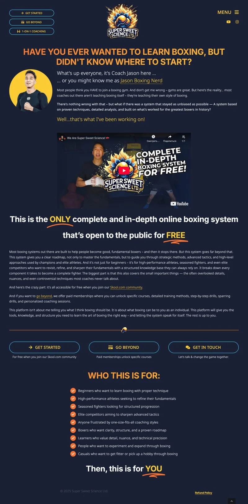 Screenshot of the Super Sweet Science company website